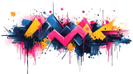 Vibrant Abstract Paint Splash Explosion with Energetic Fluid Graphic Design