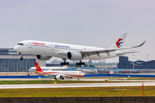 China Eastern Airlines Airbus A350-900 airplane at Chengdu Shuangliu Airport in China