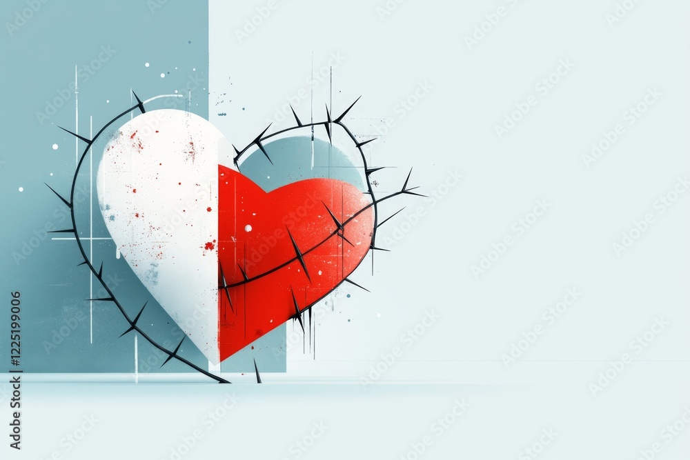 Poster A flat design of a thorny vine encircling a heart, its sharp edges representing the bitterness of resentment and emotional pain