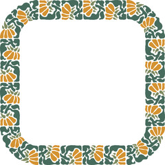 Abstract floral designs of plant shapes in boho, naive, vintage styles. Floral frame square