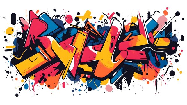 Colorful Graffiti Street Art Mural with Abstract Spray Paint Patterns and Designs