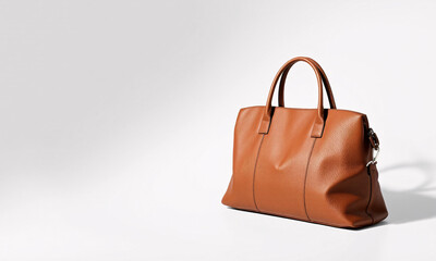 Naklejka premium a leather handbag isolated on a pure white background