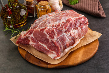 Raw pork neck meat for cooking