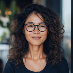 Obraz premium Portrait of a confident woman wearing glasses urban studio photography 