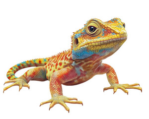 Naklejka premium vibrant lizard with colorful scales, showcasing intricate patterns and textures. This realistic depiction highlights its unique features and lively colors, making it eye catching subject