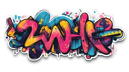 Vibrant Graffiti Lettering Art on Urban Wall Background
