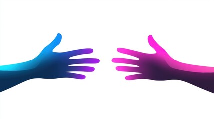 Fototapeta premium Colorful Hands Reaching Out in Gradient Shades of Blue and Pink