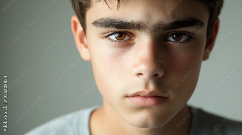 Aufkleber thoughtful young man with serious expression in studio setting, capturing emotion and introspection 