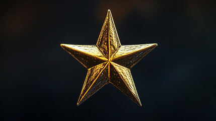 Obraz premium Golden Star Award Trophy Shiny Luxury Success Prize Decoration New Year Hope Metal Image Shine Light