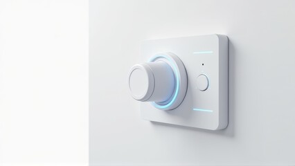 Futuristic White Control Panel with Illuminated Knob - Modern Technology Interface