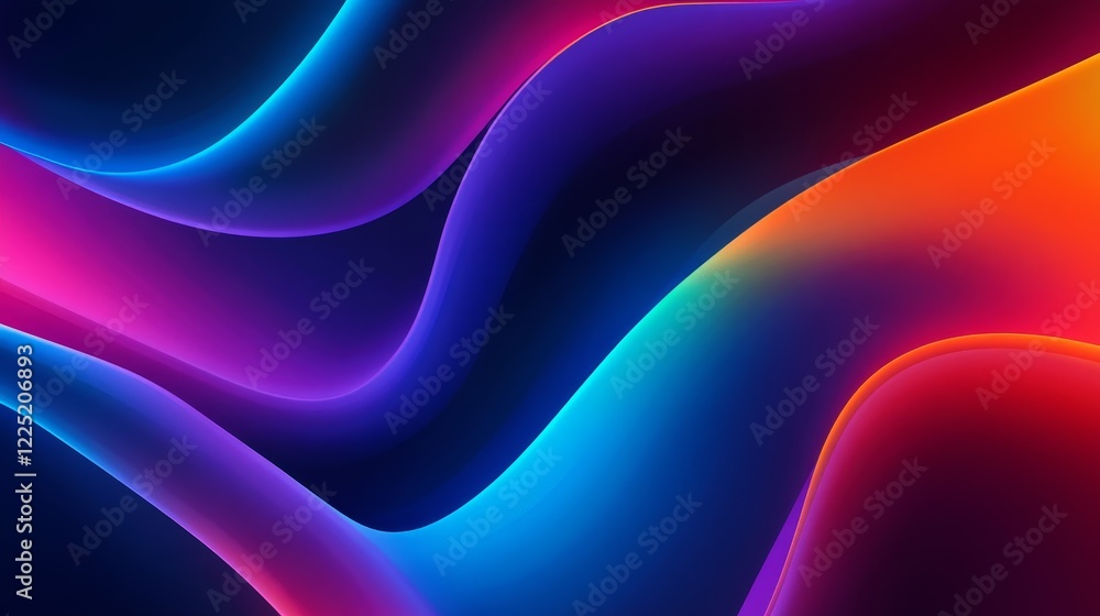 Poster vibrant abstract waves of color flowing seamlessly in a digital landscape, creating a dynamic backgr