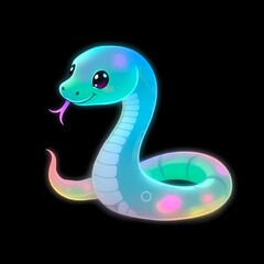 Fototapeta premium A fun neon snake symbol of the year 2025 according to the Chinese horoscope with a whimsical design and bright, glowing features in a playful style. Generative Artificial Intelligence