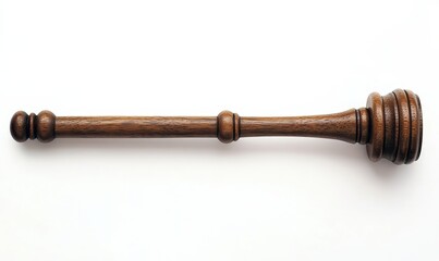Wooden judge gavel on white background symbolizes courthouse authority, justice, and legal decision-making for legal, courtroom, and law enforcement concepts, Generative AI