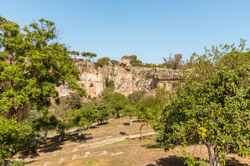 Fototapeta premium The view of the Neapolis Archaeological Park in Syracuse, Sicily, Italy