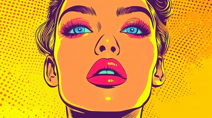 Vibrant Pop Art Concept Cartoon Image with Wide Angle Centered Composition
