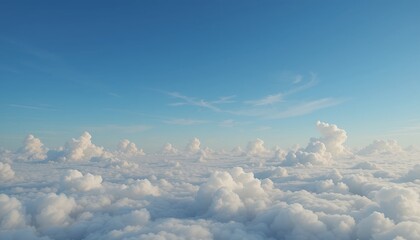 Obraz premium A majestic view of fluffy clouds extending to the horizon under a blue sky