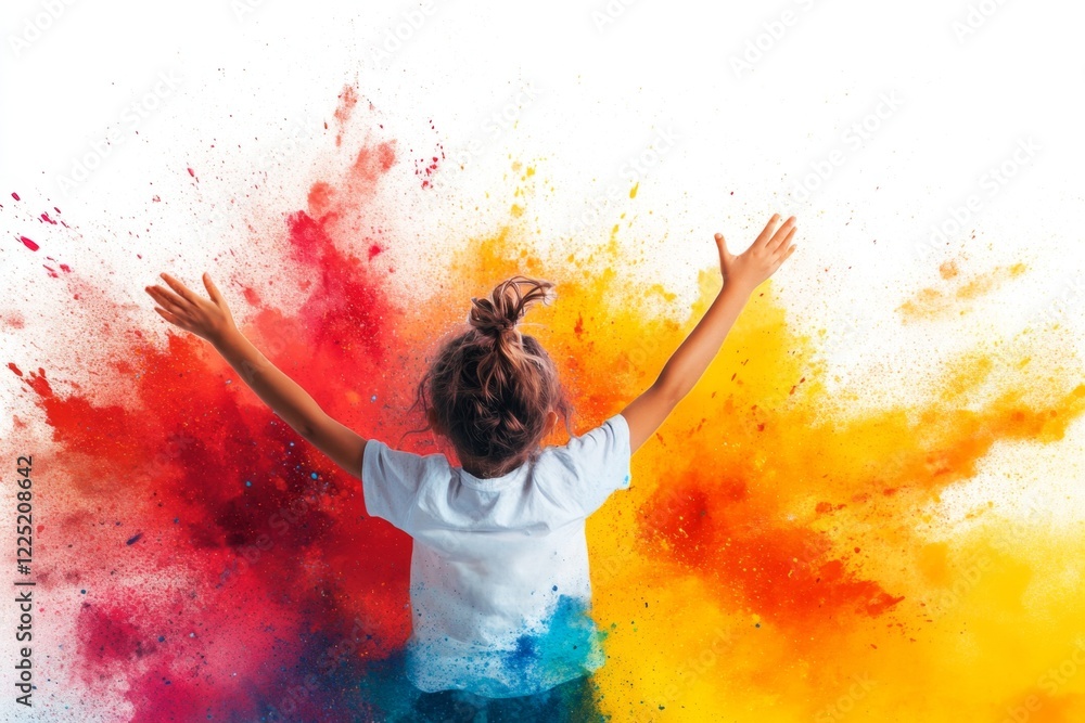 Poster a minimalist line art depiction of a person jumping with arms outstretched, surrounded by abstract b