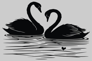 a pair o swans forming