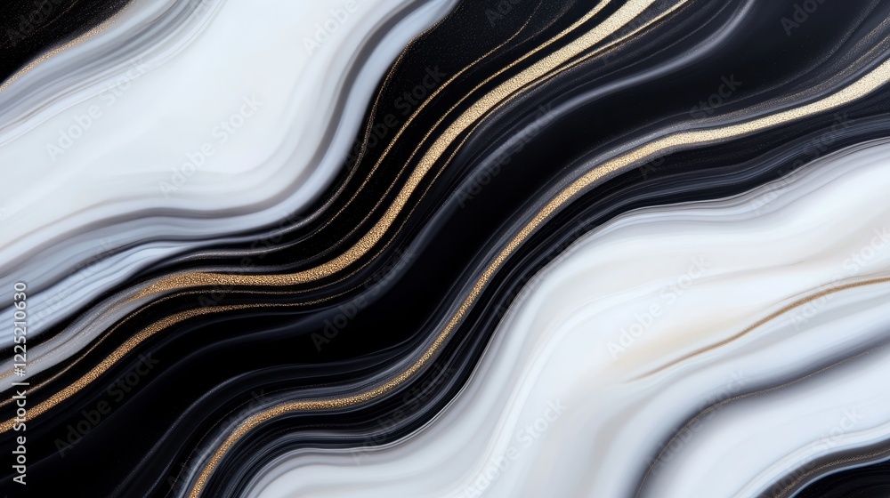 Aufkleber abstract flowing lines in black, white, and gold create a dynamic visual texture for backgrounds