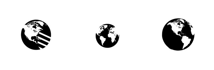 A modern, black and transparent globe with meridians drawn. The illustration focuses on the side of America