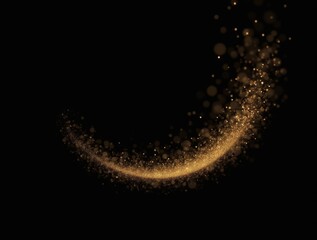 Fototapeta premium Golden Sparkle Swirl on Black Background