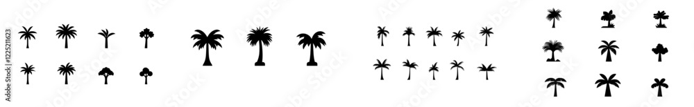 Wall mural a collection of hand-drawn modern abstract graphics featuring diverse palm tree icons