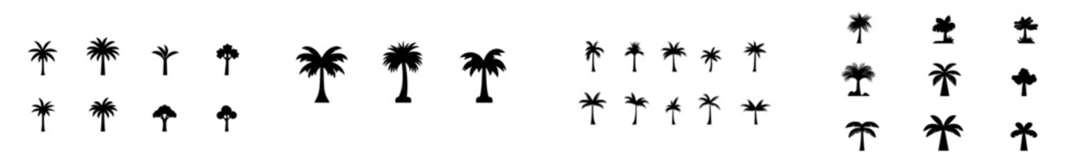 A collection of hand-drawn modern abstract graphics featuring diverse palm tree icons