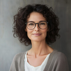Obraz premium Portrait of a confident woman wearing glasses urban studio photography 