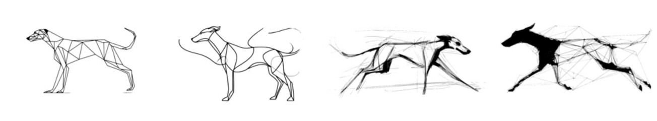 Fototapeta premium Whippet dog breed as a modern line art one line sketch outline