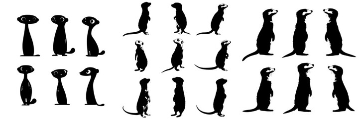 Modern Meerkat Silhouette Collection for Wildlife Designs, Safari Illustrations, and Savannah-themed Artwork