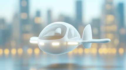 blueprint style Futuristic flying vehicle in urban landscape. blueprint object design