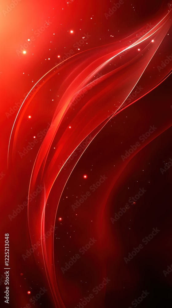 Poster abstract red background with flowing lines and small bright spots creating a dynamic design