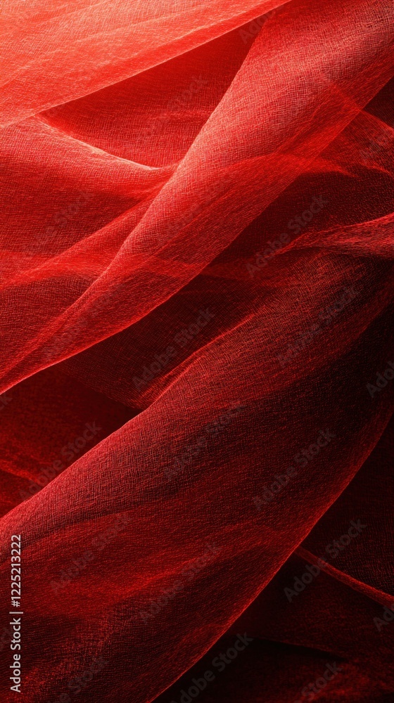 Poster flowing red fabric with light and shadow creating a dynamic and textured abstract background