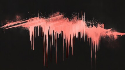 Vibrant Coral Spray Paint Streaks on a Dark Background with Dripping Effects for Artistic and Creative Use in Design Projects