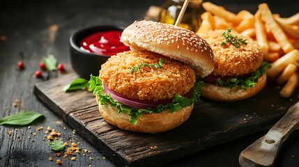 Fish meat and bread crumbs burgers fried in vegetable oil pieces
