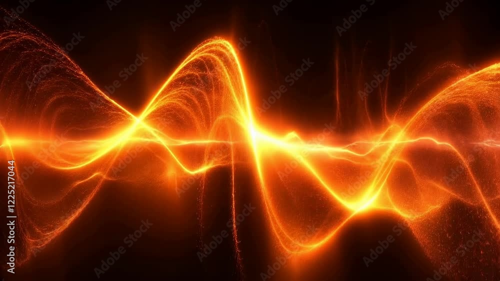 Aufkleber abstract animation of fiery orange particles flowing in wave patterns against a black background. in