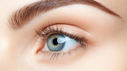 Fototapeta premium Captivating Blue Eyed Beauty with Flawless Makeup and Lush Eyelashes