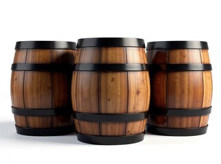 Wooden Wine Barrels, Aged Alcohol, Rustic Still Life