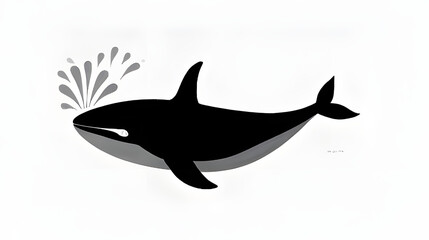 Fototapeta premium Basic outline of a whale with a water spout fish