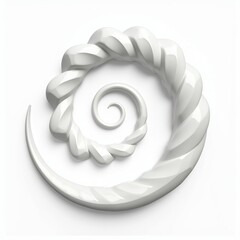 White Spirograph Swirl Spiral Dropshadow AI Art