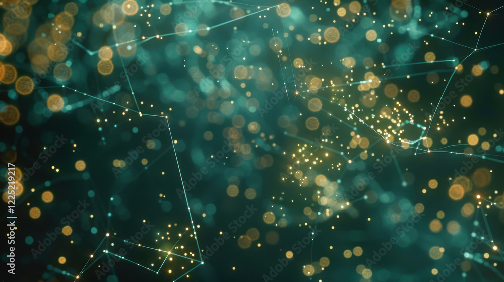 Poster abstract digital background with glowing particles and connections