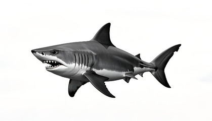 Fototapeta premium Simple shark with sharp teeth and fins