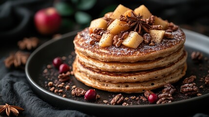 Autumn Apple Pancakes; Spiced Dessert; Cozy Kitchen; Delicious Breakfast
