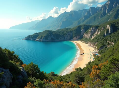 Tuapse District Aerial Panorama - Azure Coastline