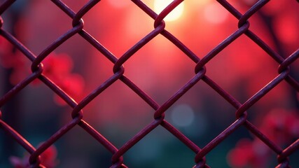 Naklejka premium Striking Red Chain Link Against Blurred Background