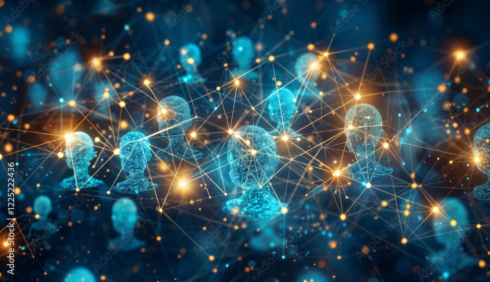 Poster visual representation of interconnected intelligence and network dynamics