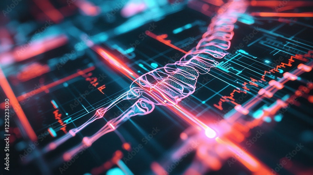 Poster captivating digital data visualization displaying futuristic technology connections