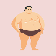 Fototapeta premium sumo wrestler in a fighting stance vector illustration 