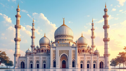 Obraz premium Ornate Mosque with Minarets