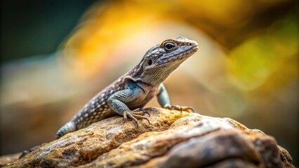 Obraz premium Minimalist rock photography captures a camouflaged lizard.